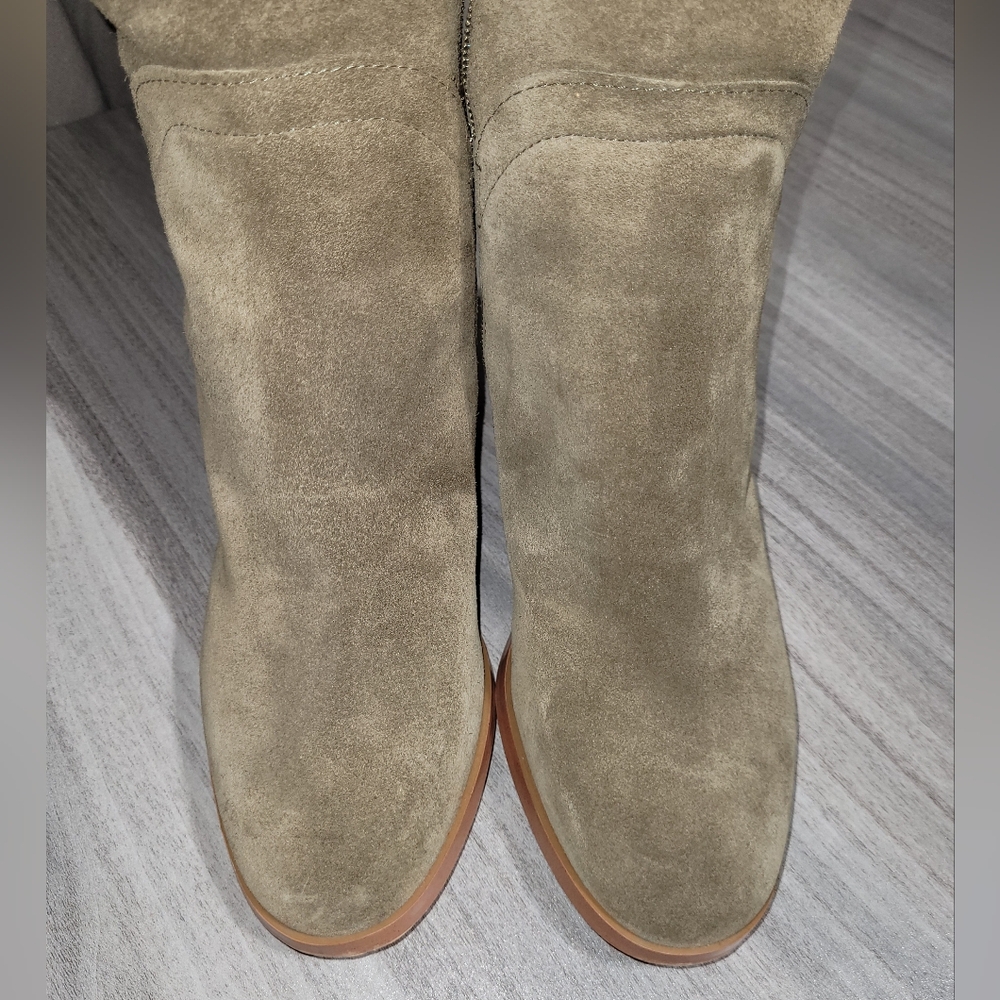 Marc Fisher Elanie Over the Knee High Olive Suede Leather Wide-Calf Boots Sz 6 - Picture 6 of 12